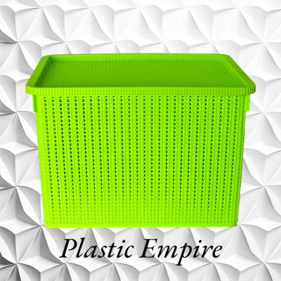 Uniglobal Rattan Basket with Cover Filling Knitted Organizer Space Savers