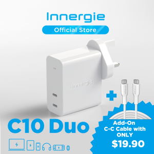 Innergie C10 Duo 100W Macbook Type-C High Power Charger Laptop Power Adapter Samsung Fast Charge for iPhone 16