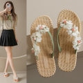 IELGY Beautiful Cloth Flower Flower Flip Flops Women's Flat Bottom Beach. 