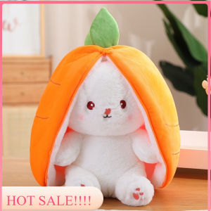 COD Boneka kelinci strawberry wortel mainan viral flip lucu mewah telinga panjang buah bunny rabbit 30cm