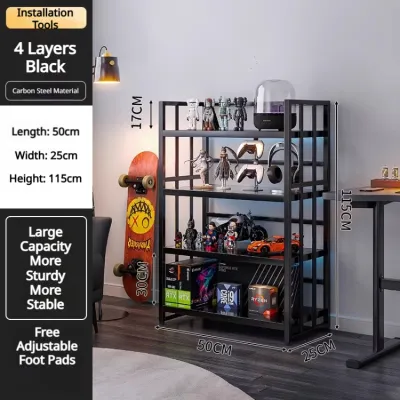 XUXU Multi-layer Bookshelf Steel Thickened Frame Waterproof Moisture-proof Rust Prevention Stable Shelf Storage Rack Kitchen Bedroom Shelves