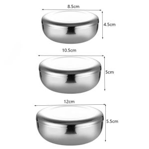 With Lid Korean Rice Bowl Fall-proof Unbreakable Pickle Container Household Stainless Steel Salad Bowl Kindergarten