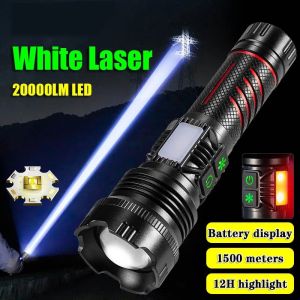 [Đèn laser trắng] Đèn pin tầm xa đèn làm việc lõi ngô ánh sáng mạnh mạnh mẽ đèn pin siêu đèn pin sáng đèn pin chống nước ngoài trời đèn pin chiến thuật đèn xanh đỏ đèn khẩn cấp chịu lực cao câu cá có thể phóng to đèn flash đi bộ đường dài