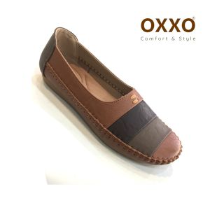OXXO รองเท้าคัชชูส้นเตี้ย รองเท้าเพื่อสุขภาพหนังนิ่ม พี้นแบน หนังนิ่มมาก พี้นยางสั่งทำพิเศษ พี้นสูง1เซน X11001