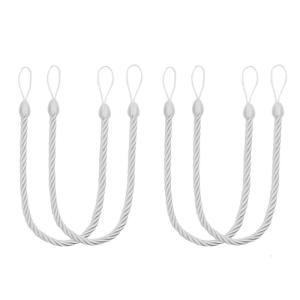 4Pieces Cotton Rope Curtain Tiebacks Handwovens Decorative Holdbacks with Metal Hook for Home and Office Drapery