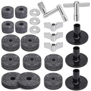 23PCS Cymbal Drum Set Wing Nut Sleeve Cymbal Ring Washer Felt Drum Key Kunci Tuning Drum