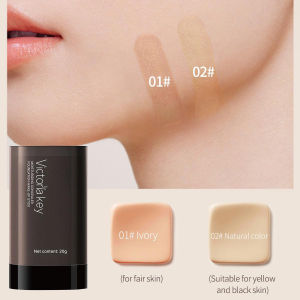 KUESICR Dual-Ended Foundation Stick With Brush Waterproof Long Lasting Concealer Stick Oil-Control Lightweight Foundation Makeup Stick