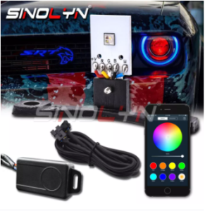 Bluetooth RGB Devil Demon Eyes LED Kit For 3.0 inch Projector Hella 3R G5 Headlight Lenses Smartphone APP Multi-Color Changing Retrofit DIY