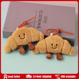 Kawaii Bread Plush Pendant Toy Creative Croissants Roll Bread Plush Doll Keychain Decoration Backpack Pendant Gift Adorable Croissant Bag Charm Keychain Perfect Novelty Gift for Food Lovers Cute Accessory for Bags and Mobile Phones