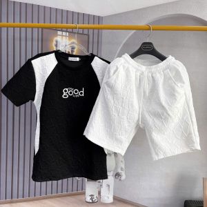 Set đồ thun nam thêu chữ phối viền có túi chất liệu UMI HÀN FROM DÁNG THOẢI MÁI MÙA HÈ