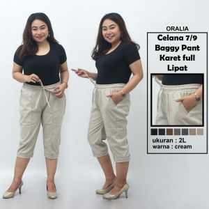 Celana jumbo full karet lipat / baggy pant jumbo / celana panjang model