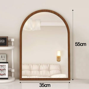 Wide Arched Wall Mirror with Wooden Fram HD Glass Mirror for Bathroon Bedroom Living Room Mirror with Metal Frame
