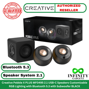 Creative Pebble X PLUS MF0495 2.1 USB-C Speakers Customizable RGB Lighting with Bluetooth 5.3