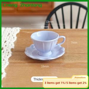 Cneng 1Pcs Dollhouse Miniature French Retro Coffee Cup Plate Model Doll House Mini Play Kitchen Furniture Accessories Scene Decoration