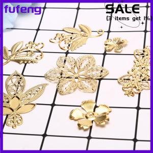 fufeng 50Pcs Vintage Metal Leaf Filigree Flower Slice Charms DIY Craft Jewelry Making