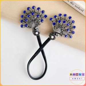 Amoki【Ready in Stock】 Retro Temperament Peacock Plate Hairpin Lazy Persons Hair Accessory Hair Styling Tool
