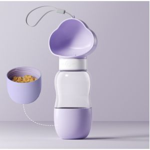 Pet Water Bottle with Food Cup Dog Outdoor Portable Drinking Bottle for Dog Cat Outdoor Play