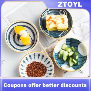 【ZTOYL】 Kitchen Ceramic Dish Assorted Seasoning Mini Plate Dipping Sauce Vinegar Bowl Japanese Creative Tableware Home Dish Dinner Plate