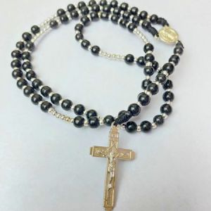 kalung rosario batu alam hitam ukuran 6 mili meter