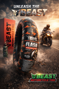 BEAST TIRE FLASH 4PR Tubeless Tire P6240 Warrior Type - Free Sealant & Valve - Multi Sizes - Total Grip Unmatched Performance