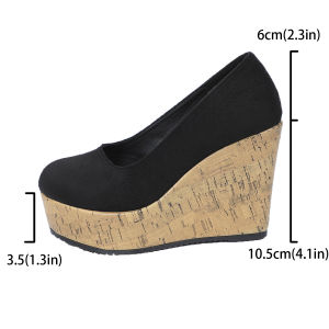 Fashionable WomenS Shoes With Closed Toe Shallow Cut Large Size Wedge Heel Waterproof Platform Slip-On Shoes