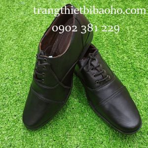 Giày da bảo vệ màu đen kiểu cột dây SIMILI - DA01