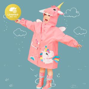 Lemonkid Cartoon Childrens 3D Raincoat  Waterproof Boys and Girls Unicorn Kindergarten Poncho Durable Rain Gear Rainwear Bonus Storage Bag LK2241035