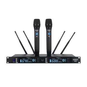 Micro karaoke không dây ontekco u10 cao cấp đa năng - có đầu thu 4 anten sóng uhf khỏe ổn định chống hú hút âm tốt