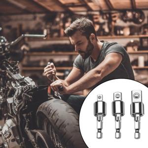 3PCS Socket Adapter for Impact Driver with Hex Shank Square Socket Rotatable Extension 1/4inch 3/8inch 1/2inch