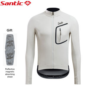 Santic Cycling Jacket Men Women Winter Warm Windproof Pockets Long Sleeve Sports Bicycle Bike Coat