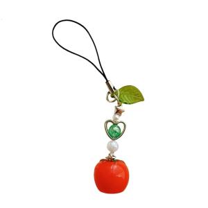 Practical Tomato and Leaf Designs Stylish Keychain with Girl Fashion Accessory for Trendy Youth Daily Use Casual Wear