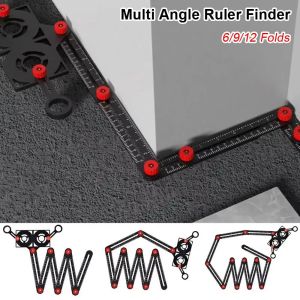 LUZMAR 1Pcs 6/9/12 Folds Multi Angle Ruler Finder Perforated Mold Aluminium Alloy Measuring Ruler Durable Tile Hole Locator Drill Guide Template Tool