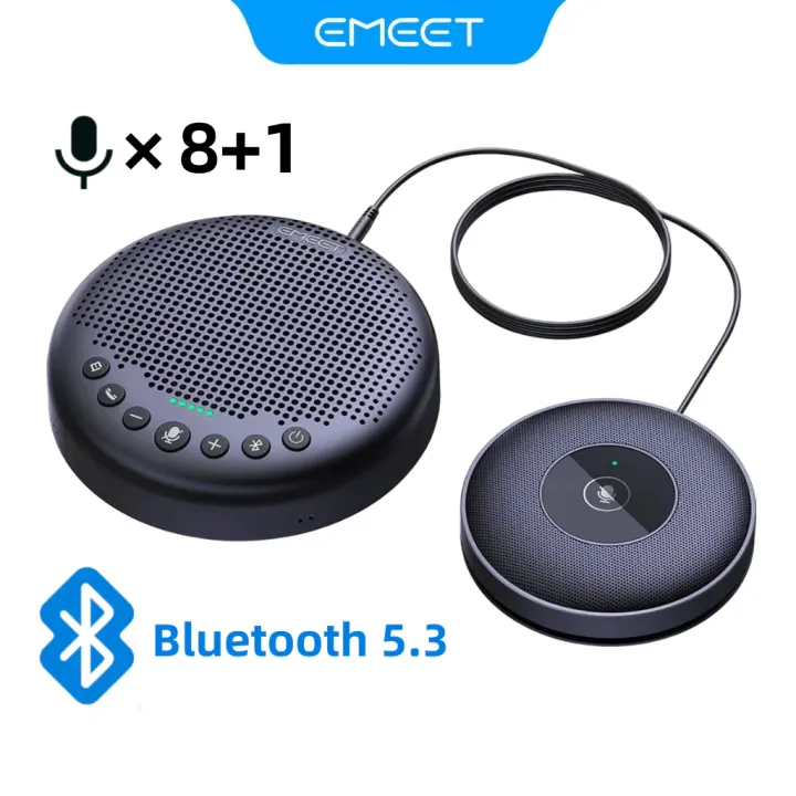 EMEET Conference Speaker and Microphone w/8+1 Mics 360° Voice Pickup Noise Reduce Bluetooth/USB/Dongle Speakerphone for 14 People w/Daisy Chain for 25