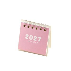 ALLLUCK Mini Lịch để bàn năm 2027 Đế đứng Cuộn dây đôi Lịch nhỏ Lịch để bàn Kế hoạch hàng ngày