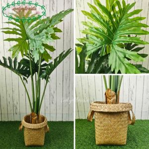 Pohon Artificial Pohon Hias Daun Jari Jari Variasi T120 T140 T160 Latex Pot Dasar Hitam Cover Purun Handle Hiasan Rumah Ruang Tamu Aesthetic