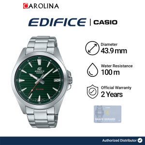 Jam Tangan Pria Casio Edifice EFV-140D-3A Green Dial Silver Stainless Steel Band