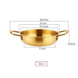 (Baolikai) Korean Stainless Steel Cooking Pots Seafood Double Ear Pot Fondue Ramen Noodles Pan Kitchen Mini Non