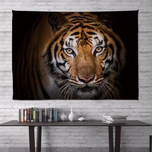Black background cloth animal ins Wall Cloth Dormitory Room Personalized Decoration Hanging Cloth Lion Tiger Elephant Fear Nature Tapestry