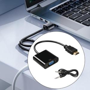 Durability HDMIs to VGA Adapter 1080P with Audios for Laptops and Desktops ABS Shell Lower Energy Consumption 255mm