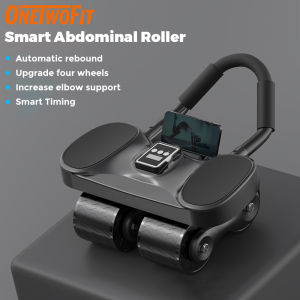 OneTwoFit Abdominal Wheel Ab Roller 4 Wheels Sit Up Automatic Rebound Push Up Exercise