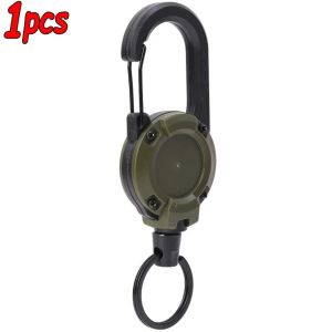1/2pcs Outdoor Heavy Duty Retractable Pull Badges ID Reel Carabiner Key Chain Steel Wire Rope Buckle Key Holder Outdoor Keychain Tools