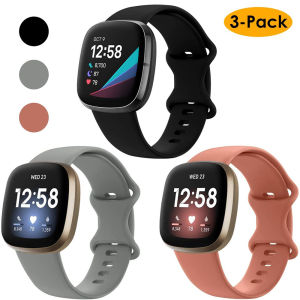 3สายแพ็คใช้งานร่วมกับFitbit Sense/Versa 3 Classic Softซิลิโคนสายรัดข้อมืออุปกรณ์เสริมสําหรับSenseและVersa 3 Smartwatch