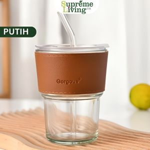 Tumbler Kaca Gelas Minum Aesthetic Water Bottle Cup 400ML