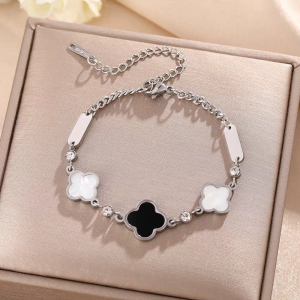 Gelang Tangan Titanium Wanita Bunga Semanggi Terbaru Gelang Tangan Titanium Anti Karat Tidak Luntur