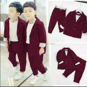 Jas Anak Laki Laki Blazer Set Murah Anak 3in1 Go Boy Umur 5 - 7 Tahun - Cokelat