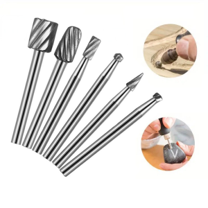 6PCS Rough Tooth High-speed Steel Carbide Rotary File Woodworking Tools DIY Root Carving Tools Set