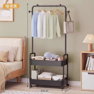 Bedroom Floor-Mounted Mobile Clothes Hanger Corner Simple Coat Rack Home Use Hanging Rack for Clothes And Accessories