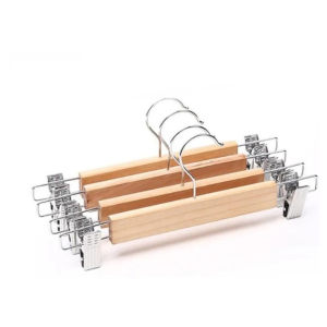 Jin.Lucky ไม้แขวน มีหนีบเหล็ก (6ชิ้น/12ชิ้น) ไม้แขวนกางเกง ไม้แขวนกระโปง32cm Y-02