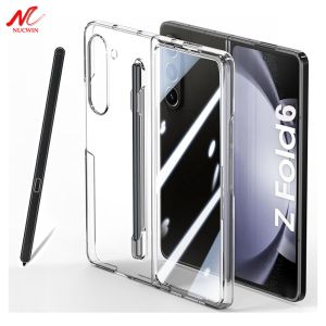 Slim Matte PC Built-in Screen Protector Case for Samsung Galaxy Z Fold 5 6 With S Pen Holder and Pen Cover Stylus Storage Slot