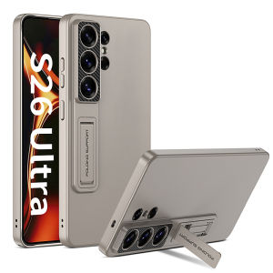 Luxury Invisible Folding Stand Plating PC Phone Case For Samsung S26 Ultra S26Ultra Titanium Metallic Color Protector Back Cover